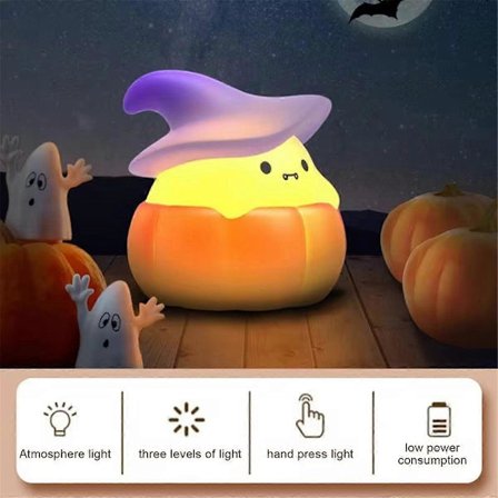 LED Gresskar Spøkelse Silikonlampe Silikon LED Nattlamper USB Oppladbar Sengelampe for Av