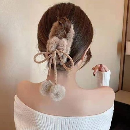 Solid Color Plysch Hair Claw Claw Clip Fluffig Elegant Anti-halk