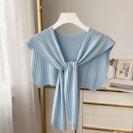 Stickad Sjal Cross Sjal LJUSBLÅ