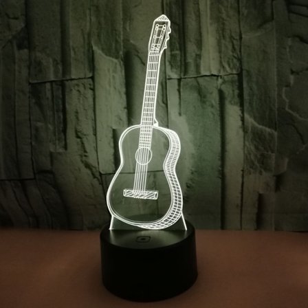 3D Guitar LED Lampe Art Deco Lampe Lys LED Dekorationslys Fjernbetjening Touch Control 7/16 Farver USB-drevet Børnefødselsdagsgave Juledekoration