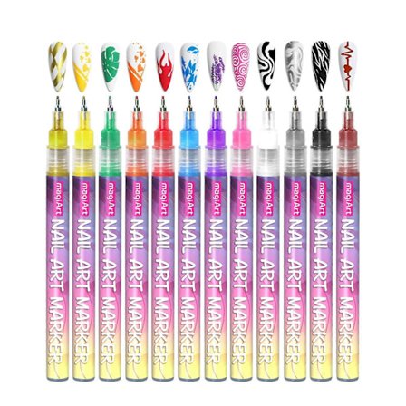 12 farver Akryl maling pen sæt, Neglelak Penne Negle Punkt Graffiti Dotting Pen Tegning Maleri Liner Børste til DIY Neglekunst Skønhed Pryder Manicure