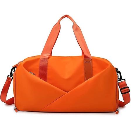 Naisten pieni kuntosalilaukku kenkälokerolla urheiluun, joogaa, uintiin - Musta L Oranssi
