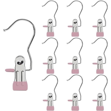 Klesklyper - Rustfrie bukseklyper med anti-skli - 10-pakning i rosa - For skjørt, bukser og skjerf - Kompatible med alle merker