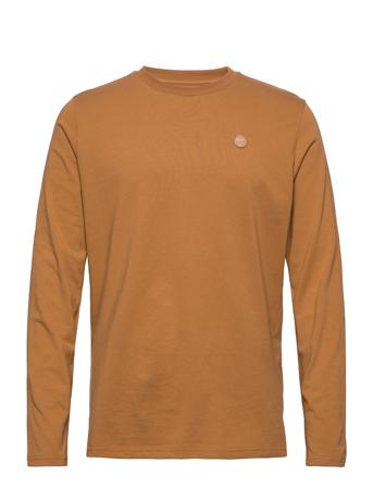 Badge Long Sleeve - Gots/Vegan T-shirts Long-sleeved Brun Knowledge Cotton Apparel