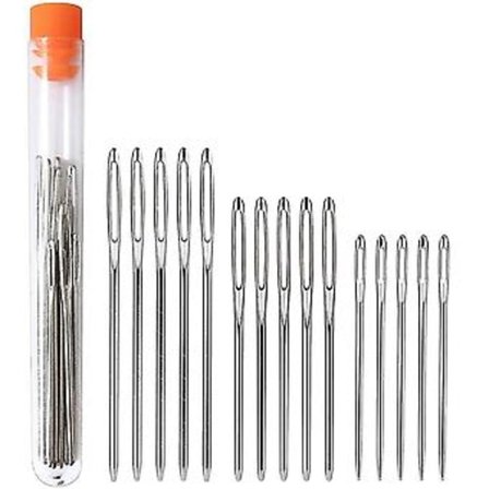 Stoppnål med stort öga i transparent tub, stoppning för ull, virkning och garn