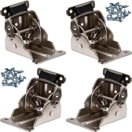 4 stk. 90 Graders Selvlåsende Foldbare Hængsler, Foldbart Bordbensbeslag, Selvlåsende Hængselhardware, Foldbart Bordben med S