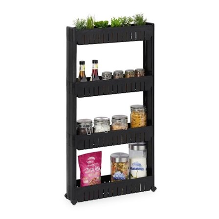 Smal vagn med 4 hyllplan