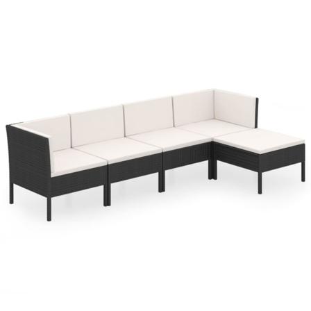 Vidaxl Loungegrupp För Trädgården Med Dynor 5 Delar Konstrotting Svart