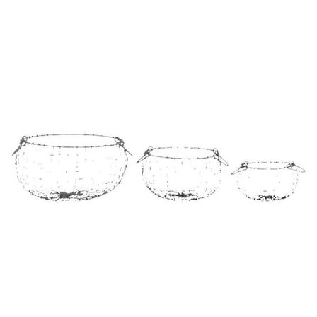 Set med 3 runda metallkorgar med handtag - Silver - L 36,4 cm
