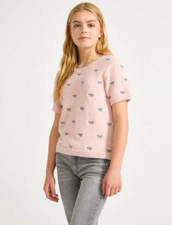 Lindex T Shirt Knitted Featheryarn - Pink - 170