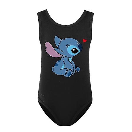 9-14-vuotiaiden tyttöjen Lilo ja Stitch -uimapuku, uimapuku, yksivärinen uimapuku, rantauimapuku, surffipuku, lahjat, musta Black 9-10 Years