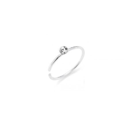1 St. 8 Mm Näspiercing Ring I Silver Med 2 Mm. Vit Kristall