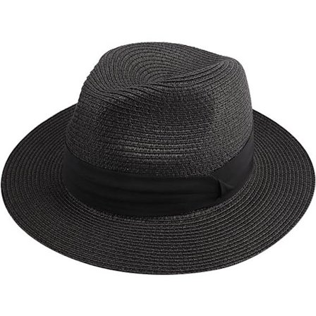 Dame Mænd Halm Hat Panama Hat Sommer Bred Skygge Sol Hat Anti-UV til Strand Rejse Sol Hat