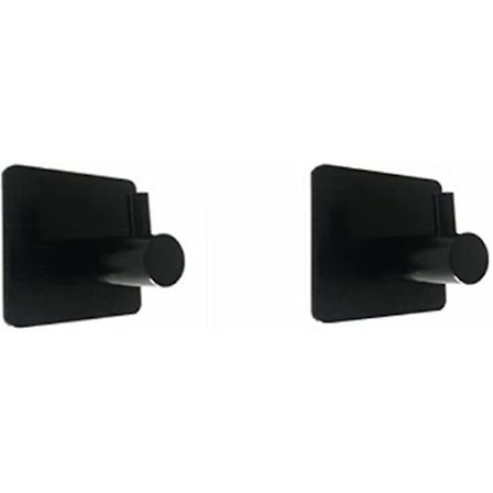 Set med 2 självhäftande krokar för kök, badrum, sovrumsdörr, handdukshängare (svart)