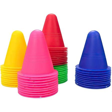 50 Stykker Farverige Plastik Kegle Pyloner Forhindringskegler Sport Rulle