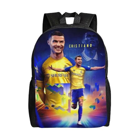 Cristiano Ronaldo Al-Nassr Klub Cross Town Ryggsekk - Skole Gutter Jenter Barn Menn Kvinner Reise Tur Sport Arbeidsveske med Vannflaske Lomme