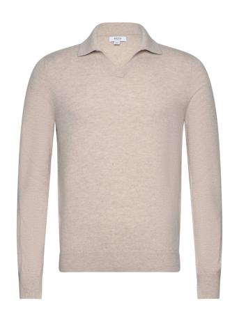Swift Knitwear Long Sleeve Knitted Polos Creme Reiss*Betinget Tilbud