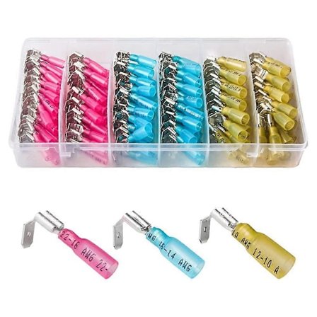 140 stk. 22-16/16-14/12-10 AWG Krympestrømpe Piggy Back Spade Hurtig Skjøte Krympeklemmer Koblinger A-Perfet