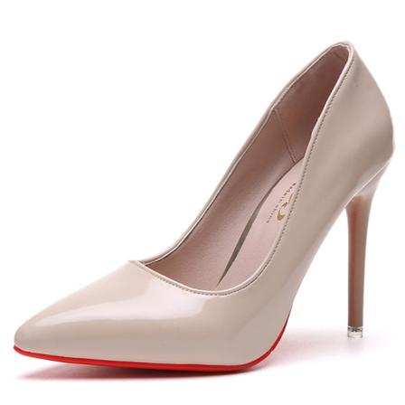 Dam Solid Stiletto Low Top Pump Skor Med Spetsiga Tå Höga Klackar