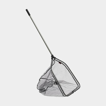 Kinetic håv hopfällbar för sportfiske, rymlig och smidig design i svart aluminium och slitstarkt nätmaterial