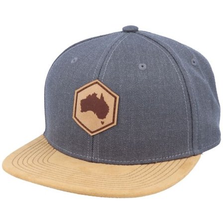 Iconic - Grå snapback Keps - Australia Map Patch Dark Heather Grey/Suede @ Hatstore
