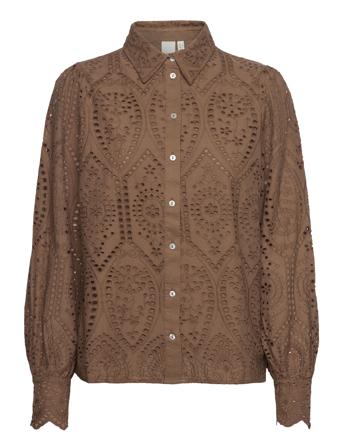 Yasholi Ls Shirt S. Bluse Langermet Brun YAS*Betinget Tilbud