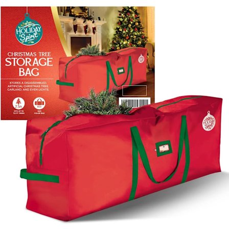 Opbevaringspose til juletræ, kraftigt 600D Oxford-materiale med holdbare forstærkede håndtag og lynlås, vandtæt (122*38*51cm)