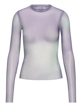 Weekday Mesh Print Long Sleeve Top - Purple - XS
