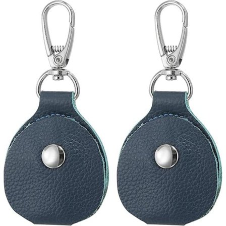 2 stk. Lædernøglebrik, Ægte Læder Nøglebeskytter Bærbar Nøglebrik Air Tag Holder til Kontorbilnøgler ID-nøglekort