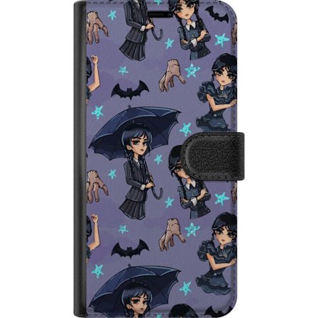 Kompatibel Tegnebogsetui til Motorola Moto G05 Onsdag Addams plakat tegneserie lilla baggrund flagermus hånd Ting gotisk sød Netflix-serie design