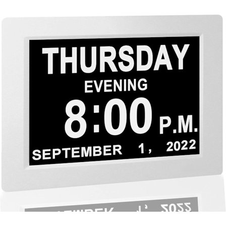 Digitalt vækkeur med digital kalender - med 8 tommer stor skærm