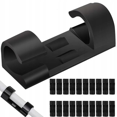 Självhäftande Kabelhållare - 20-pack Kabelorganisatör Svart