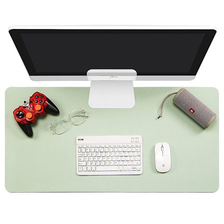 PU-läder skrivbordsmatta, utökad musmatta, vattentät skrivbordsunderlägg, ultratunn stor laptop tangentbordsmatta (Matcha grön), enkel-sidig