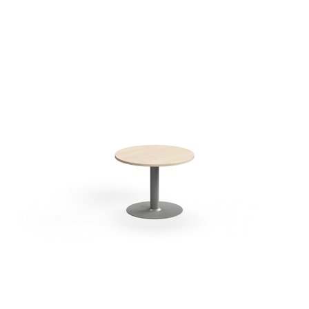 Kahvipöytä ALVA, Ø700x500 mm, lattiaan kiinnitettävä, korkeapainelaminaatti, hopea/koivu