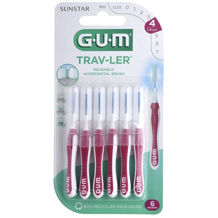GUM TravLer Mørkerød, 6 stk., Medicin & Pleje, Mund & Tandpleje, Tandstikker