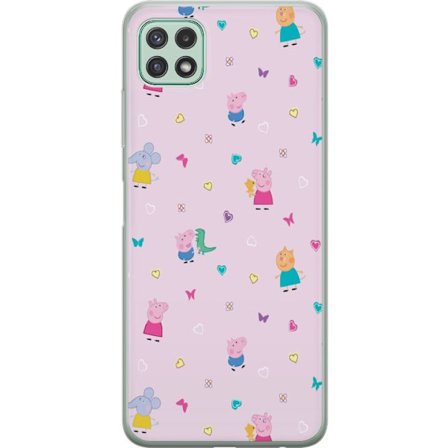 Kompatibelt Mobildeksel til Samsung Galaxy A22 5G Mamma Gris med baby kjærlig Peppa Pig illustrasjon i myke farger for barnemotiver