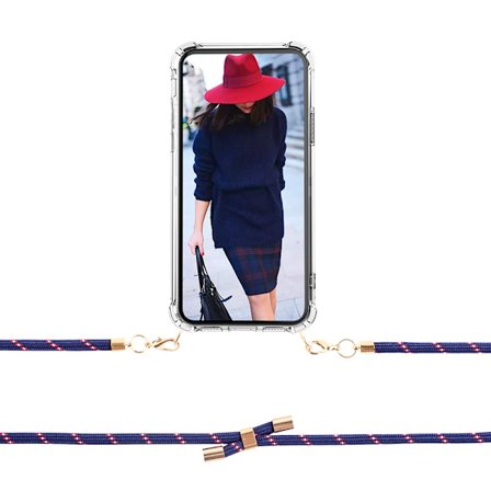 Boom iPhone 7/8/SE 2022 skal med mobilhalsband - Rope RedBlue