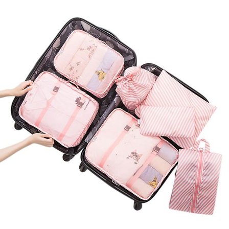 7pcs Waterproof Packing Compression Clothes Storage Bag Travel Insert Case Set