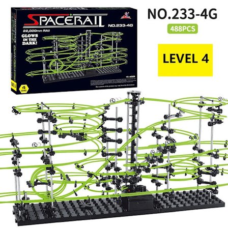 Berg- och dalbanelabyrint tävlingsbana spel självlysande rymdbana berg- och dalbana boll nivå 2 3 4 elektrisk hiss modell utbildning vetenskapsleksak[