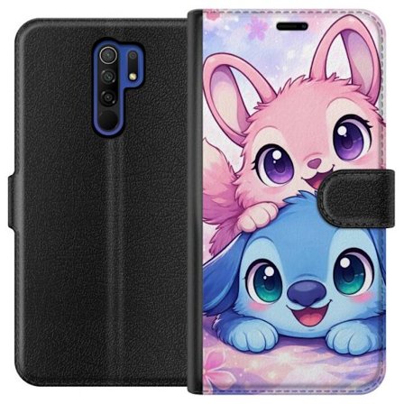 Kompatibel Tegnebogsetui til Xiaomi Xiaomi Redmi 9 Sød kawaii illustration med pink og blå fantasidyr, store øjne og bløde farver perfekt til bør