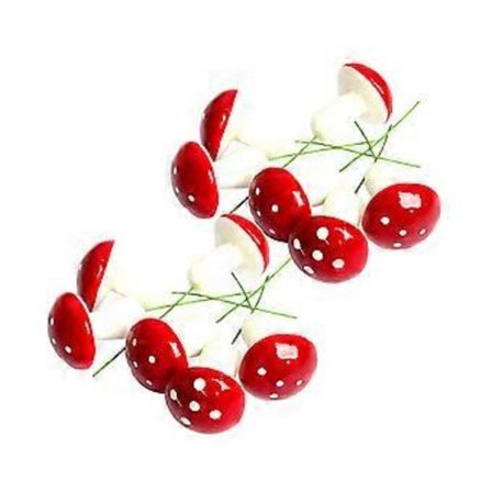 Jul Svamp Träd Ornament Röd 12-pack