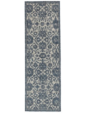 Washable Indoor/Outdoor Rug Tajmali Blue Runner Small