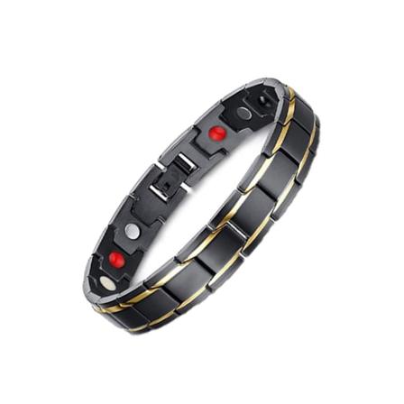 Svart gullfarget justerbart armbånd i rustfritt stål 21,5 cm