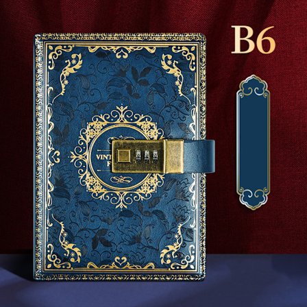 Vintage Retro A6 Kodebok Journal Dagbok Med Passordlås For Kontor Skolebruk(safirblå)