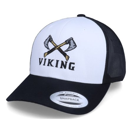 Vikings - White trucker Caps - Axe Cross Logo Retro White/Black Trucker @ Hatstore