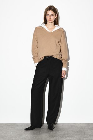 COS Women's Maglione Stile Polo In Lana Merino in Beige