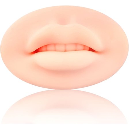 3D Open Mouth Silikon Läppar Öva Hud och Tänder Semi-Permanen