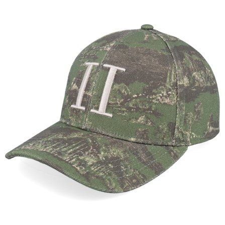Les Deux - Camo adjustable Casquette - All Over Print Denim Baseball Cap Chive Green/Summer Melon Adjustable @ Hatstore