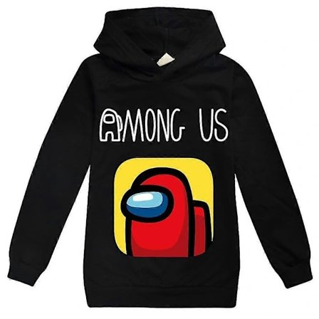 Barn Among Us Spill Hoodie Bedrager Genser Gutter Sweatshirt Topp - Perfekt Svart 9-10 År Svart 9-10 År