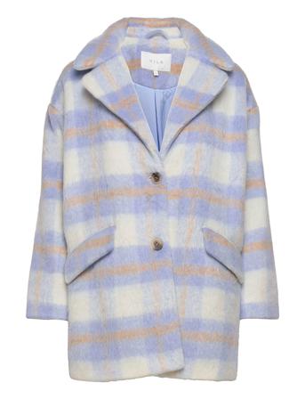 Vialissi Check Jacket/Pb Uldjakke Jakke Blå Vila